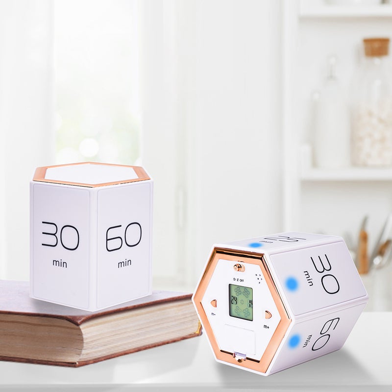 Multi-Hexagon Cube Timer Gravity Sensor Digital Timer with LED Screen Sound Alarm Silent Operation 1/5/10/25/30/60 Minutes and Self-customize 1-99min for Kids Kitchen Time Management Tool for Test - Image 3