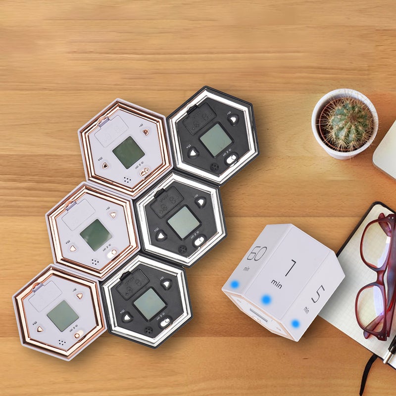 Multi-Hexagon Cube Timer Gravity Sensor Digital Timer with LED Screen Sound Alarm Silent Operation 1/5/10/25/30/60 Minutes and Self-customize 1-99min for Kids Kitchen Time Management Tool for Test - Image 4