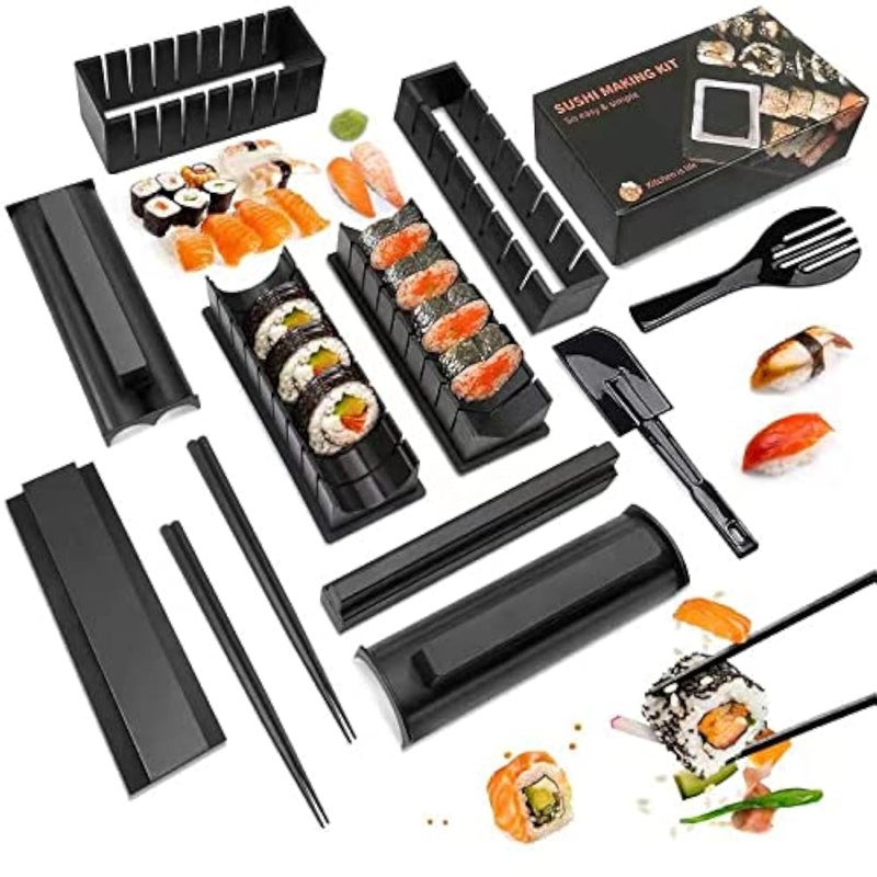 MLRYH Sushi Making Kit Sushi Maker 12 Pcs Plastic Premium set Sushi Tool Set Sushi Rice Roll Mold Shapes DIY Sushi Roller Tool for Home Beginners
