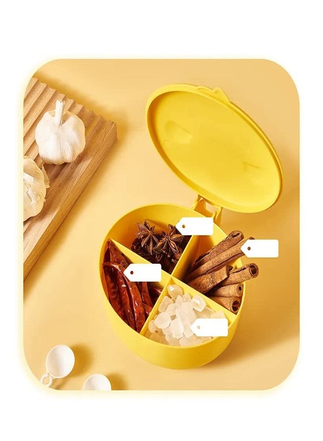 GION 4 Grid Rasoi Container Spice Storage Box Jar Masala Box For Kitchen Plastic Spice Storage Container with Lid & 4 Spoon (1Pcs) - Image 1