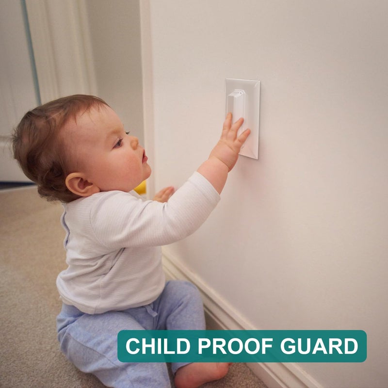 CLYMENE 2 Pack Light Switch Cover Guard, Child Proof Wall Switch Cover Keeps Your Lights or Switches from Getting Accidentally Turned ON or OFF, Toggle Style (White) - Image 3