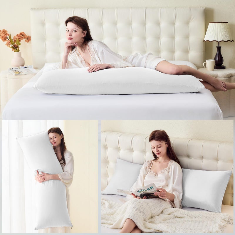 DOWNSTORIA Body Pillow Cover, Ultra Soft Microfiber Long Pillowcase, Envelope Closure Large Pillow Cases 20x54 inch (White) - Image 5