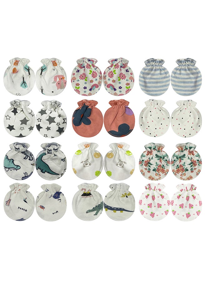 MARGOUN 12 Packs Newborn Baby Mittens Anti Scratch Baby Mittens No Scratch Mittens Baby Gloves for 0-6 Months Boys Girls Multicolour  - Image 2