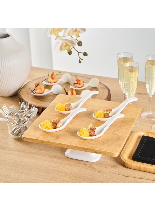 Restaurantware 5.1 Inch Porcelain Soup Spoons, 10 Wave Appetizer Spoons - Chip Resistant, Dishwasher Safe, White Porcelain Mini Tasting Plates, For Samples, Desserts, Or Snacks - Image 4