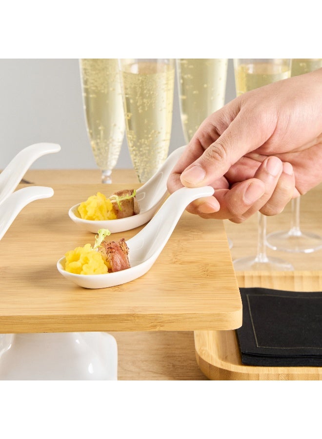 Restaurantware 5.1 Inch Porcelain Soup Spoons, 10 Wave Appetizer Spoons - Chip Resistant, Dishwasher Safe, White Porcelain Mini Tasting Plates, For Samples, Desserts, Or Snacks - Image 5