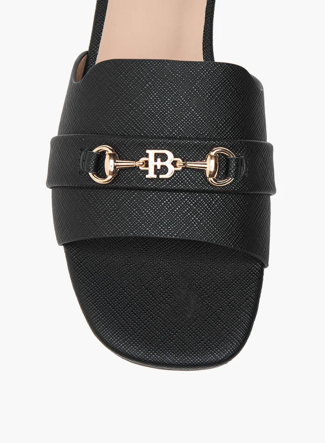 Flora Bella By Shoexpress Textured Slip-On Sandals with Metal Accent