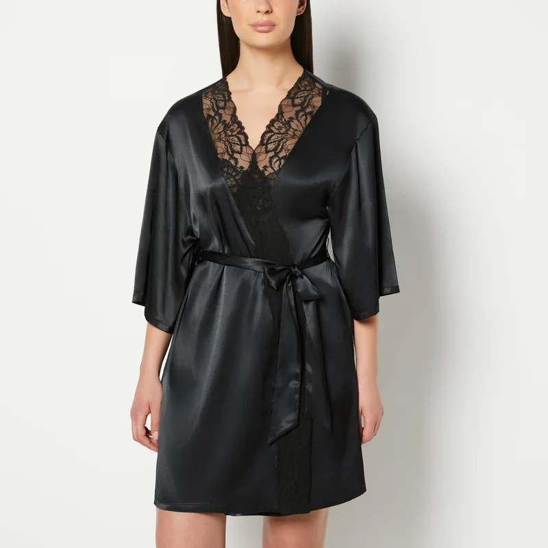 La Senza La Senza Satin Robe with Lush Lace Trim