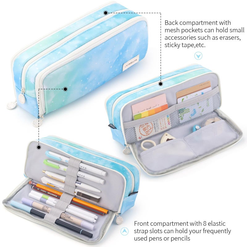CICIMELON Large Capacity Pencil Case 3 Compartment Pouch Pen Bag for School Teen Girl Boy Men Women (Dream) - Image 3