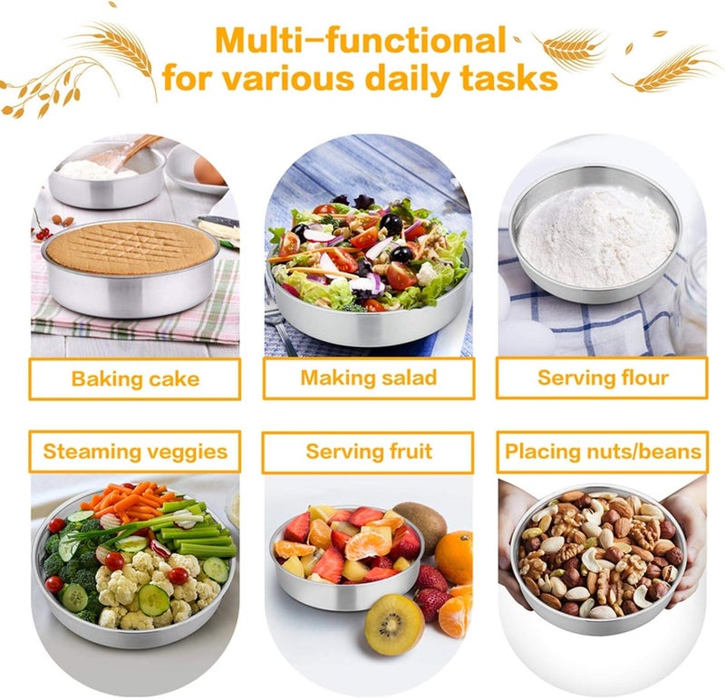 TeamFar 9½ Inch Cake Pan, 3 Pcs Round Tier Cake Pans Set Stainless Steel for Baking Steaming Serving, Perfect for Birthday Wedding Celebrations, Healthy & Sturdy, Mirror Finish & Dishwasher Safe - Image 4