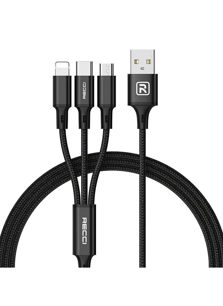 Recci - Recci RCS-D120 Fast Wind 3 in 1 USB Cable - 1.2M - Image 1