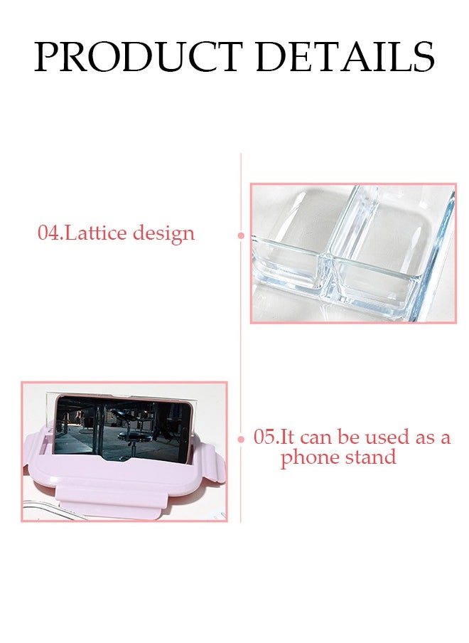 DUNISO - 960ml glass lunch box with glass bowl, lunch box with reusable chopsticks and forks, leak proof food container for portable dining, lunch box cover can be used as a phone holder, microwave safe pink - Image 1