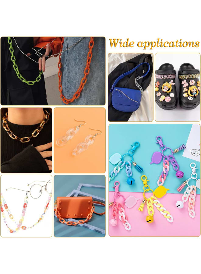 70pcs Acrylic Linking Rings 7 Colors Oval Open Linking Rings Marbled Quick Link Connector Ring for DIY Purse Bag Eyeglass Chain Pocket Chain Jeans Jacket Chain DIY Craft Making  - Image 3