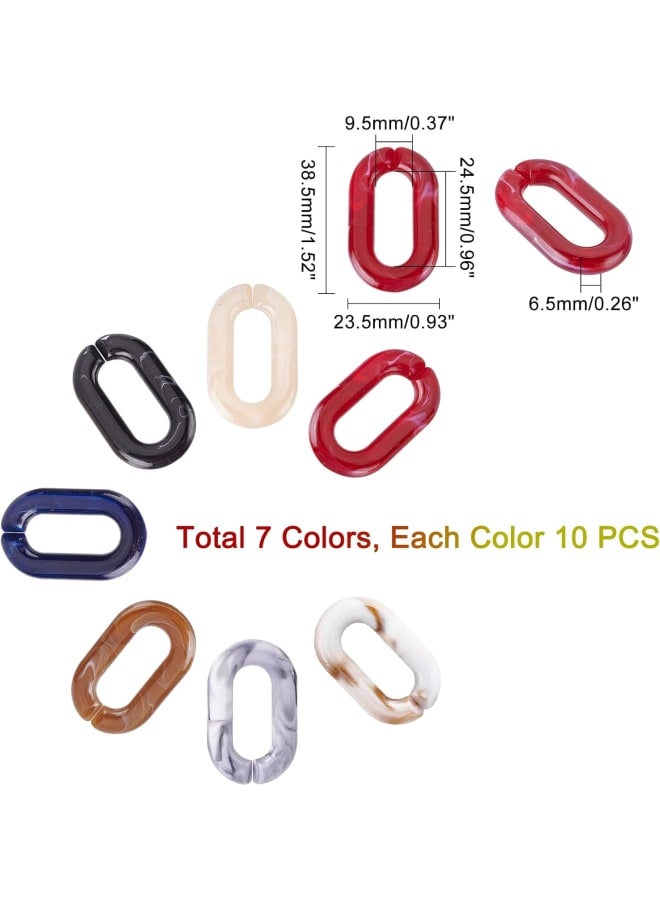 70pcs Acrylic Linking Rings 7 Colors Oval Open Linking Rings Marbled Quick Link Connector Ring for DIY Purse Bag Eyeglass Chain Pocket Chain Jeans Jacket Chain DIY Craft Making  - Image 4