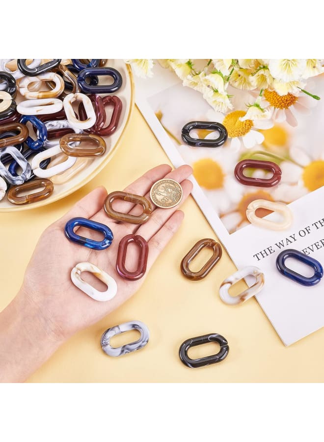 70pcs Acrylic Linking Rings 7 Colors Oval Open Linking Rings Marbled Quick Link Connector Ring for DIY Purse Bag Eyeglass Chain Pocket Chain Jeans Jacket Chain DIY Craft Making  - Image 5