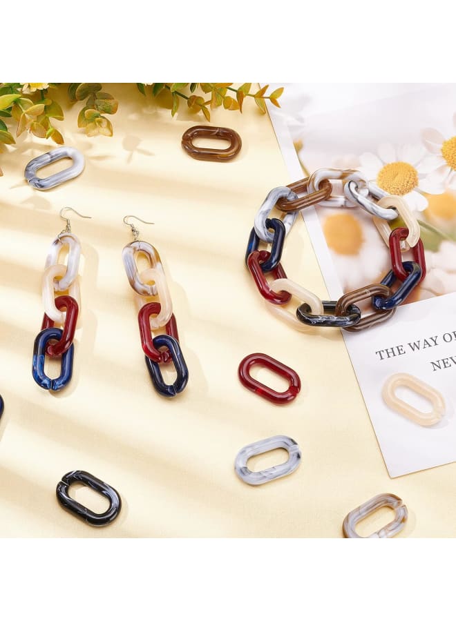 70pcs Acrylic Linking Rings 7 Colors Oval Open Linking Rings Marbled Quick Link Connector Ring for DIY Purse Bag Eyeglass Chain Pocket Chain Jeans Jacket Chain DIY Craft Making  - Image 2