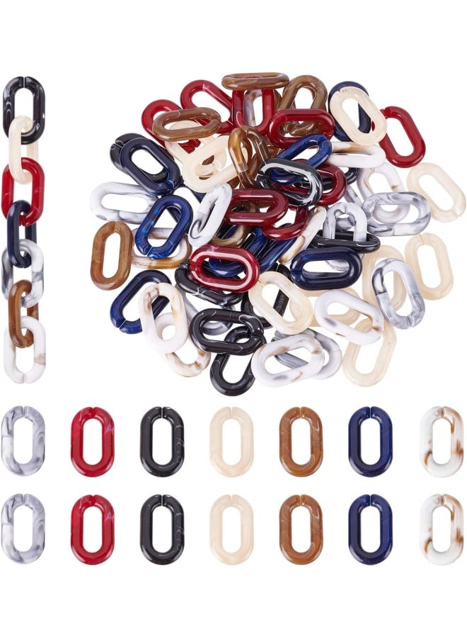 70pcs Acrylic Linking Rings 7 Colors Oval Open Linking Rings Marbled Quick Link Connector Ring for DIY Purse Bag Eyeglass Chain Pocket Chain Jeans Jacket Chain DIY Craft Making  - Image 1