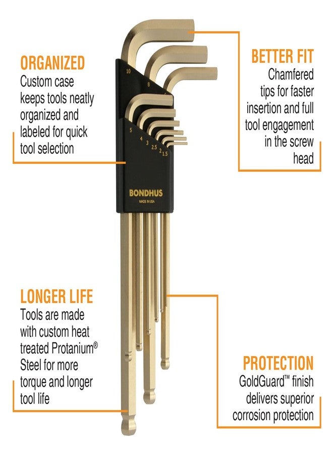 Bondhus 38099 GoldGuard Ballpoint L-Wrench Set - 9 Pc. Metric - Image 3