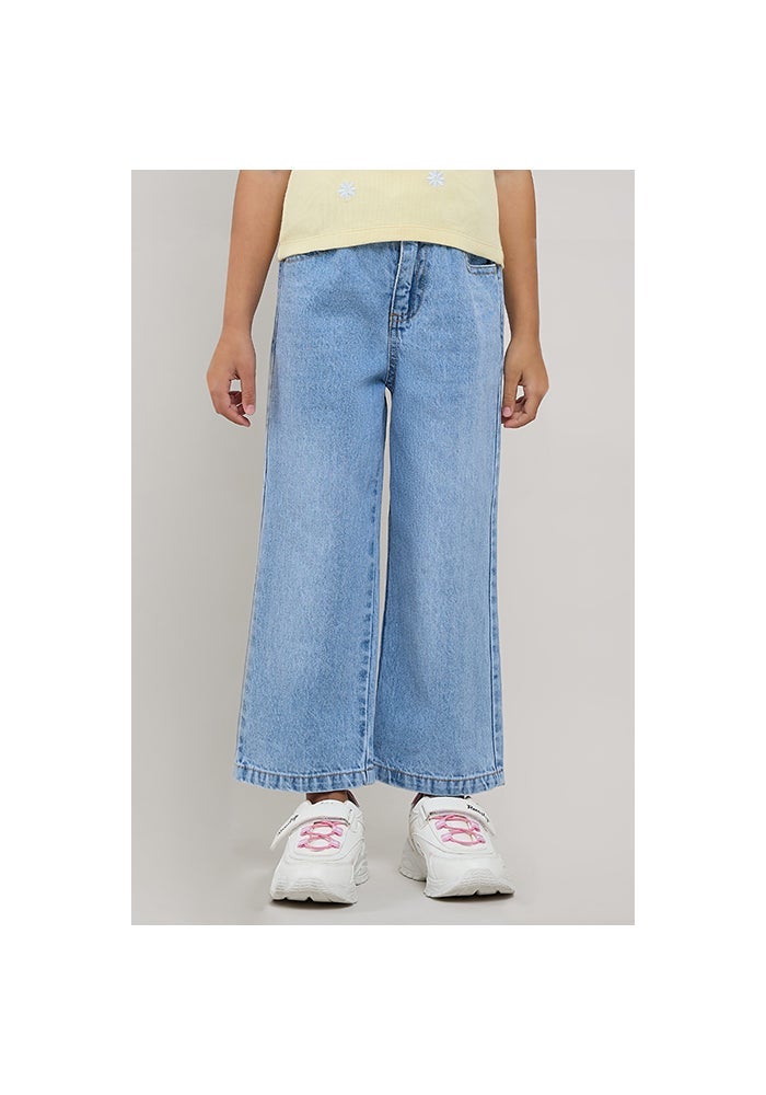 R&B Washed Wide Leg Jeans with Button Closure - Image 1