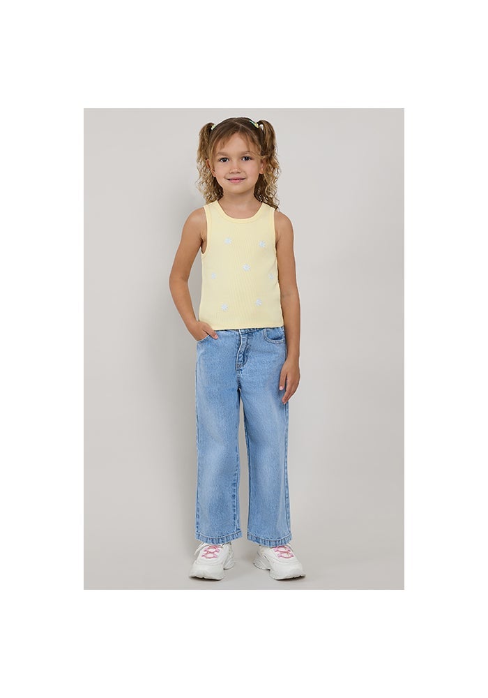 R&B Washed Wide Leg Jeans with Button Closure - Image 2