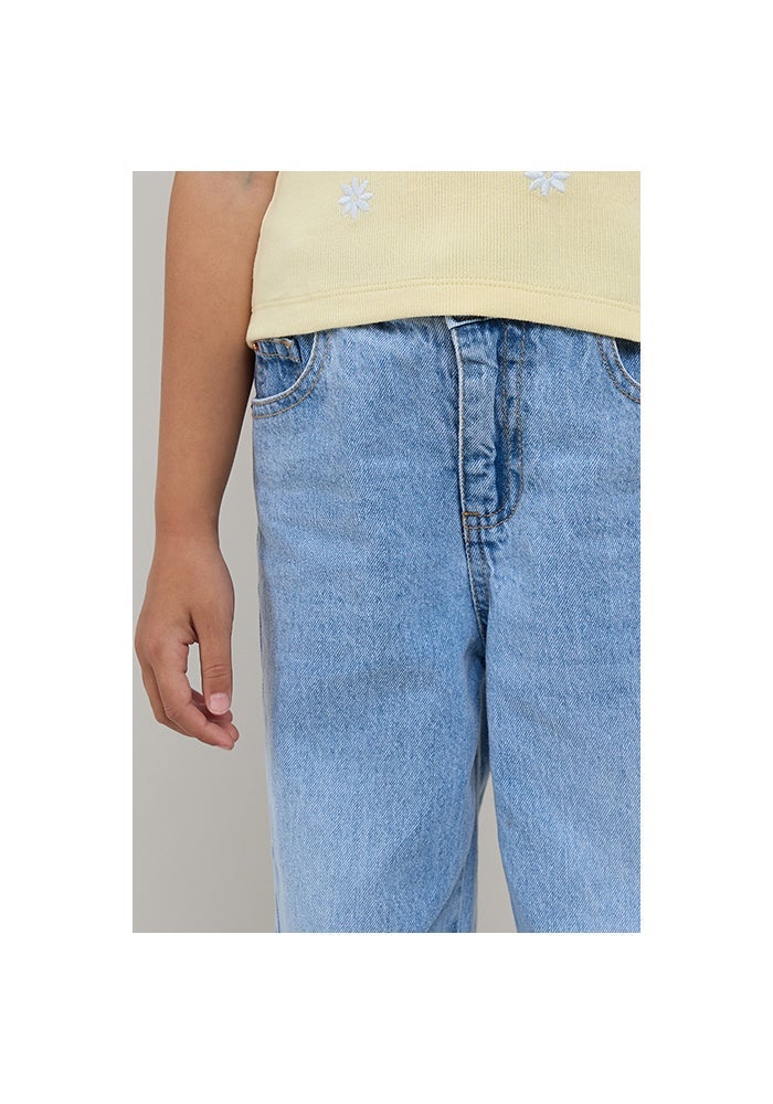 R&B Washed Wide Leg Jeans with Button Closure - Image 3
