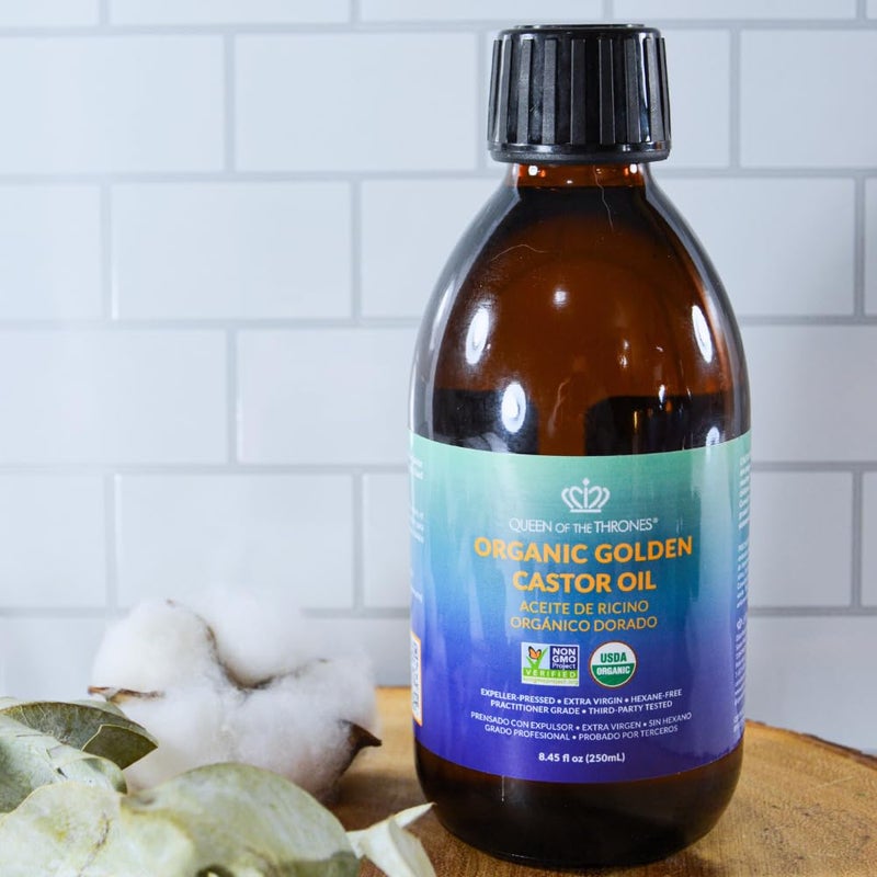 QUEEN OF THE THRONES Organic Golden Castor Oil | 100% Pure for Hair, Skin, Nails, Brows & Lashes | Hexane-Free | USDA Certified [8.4oz (250ml)] - Image 2