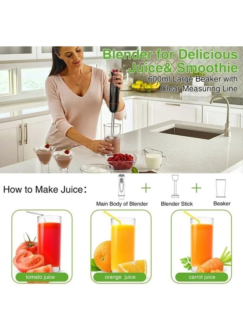 MarlaMall 1100W 12-Speed 5-in-1 Hand Mixer Stick Blender with 304 Stainless Steel Blade Electric Stepless Speed Immersion Hand Blender Set for Kitchen, Baker, Egg Whisk, Milk Frother, Baby, BPA-Free - Image 4