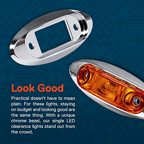 ONLINE LED STORE مجموعة مصابيح علامة مقطورة LED 2.5" أمبر 2 قطعة مع إطار كروم [DOT FMVSS 108] [SAE P2] [تركيب سطحي] [مقاوم للماء IP67] لمصابيح علامة جانبية لمقطورة الشاحنة - Image 4