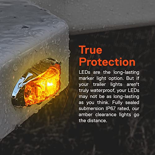 ONLINE LED STORE مجموعة مصابيح علامة مقطورة LED 2.5" أمبر 2 قطعة مع إطار كروم [DOT FMVSS 108] [SAE P2] [تركيب سطحي] [مقاوم للماء IP67] لمصابيح علامة جانبية لمقطورة الشاحنة - Image 5