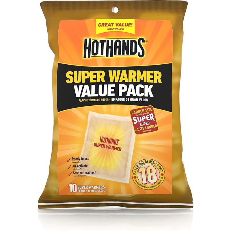 HotHands Body & Hand Super Warmers - Long Lasting Natural Odorless Air Activated - Up to 18 Hours of Heat - 10 Individual - Image 1