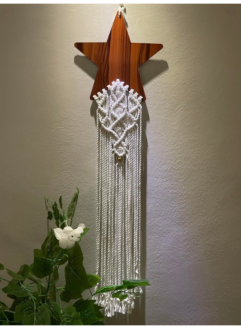 مكرمية هاند ميد المصنوعة يدويًا تصميم نجمه بخيوط قطنية طبيعية ولمسة فنية تضيف هدوء وجمال للمكان. - Image 4