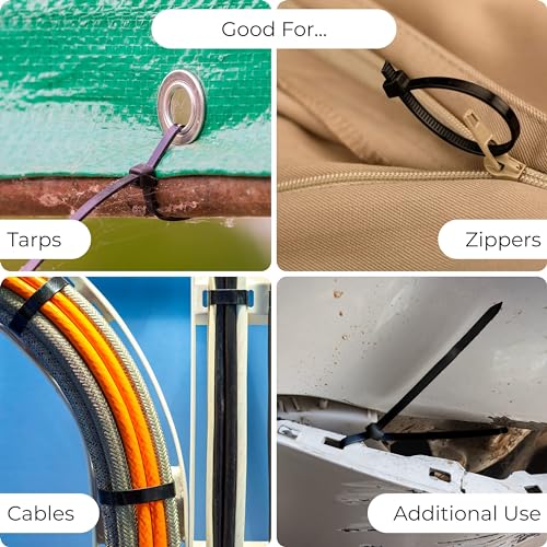 Bolt Dropper 12-Inch Black Zip Ties 100 Pack - Heavy Duty, Self-Locking Nylon Cable Ties for Indoor and Outdoor Projects - UV and Weather Resistant with 40 lbs Tensile Strength Wire Ties - Image 3