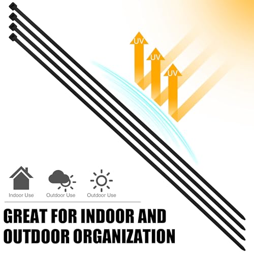 Bolt Dropper 12-Inch Black Zip Ties 100 Pack - Heavy Duty, Self-Locking Nylon Cable Ties for Indoor and Outdoor Projects - UV and Weather Resistant with 40 lbs Tensile Strength Wire Ties - Image 2