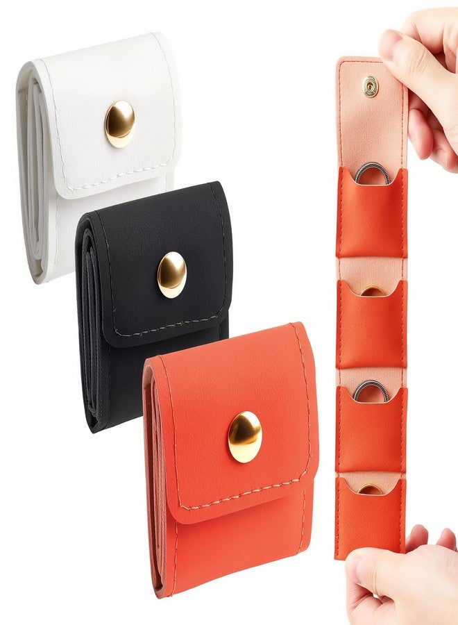 LUSTRIB 3Pcs Mini Travel Jewelry Bag PU Leather, Portable Foldable Travel Jewelry Roll Bag with Buckle, Multifunctional Jewelry Organizer Case, Small Jewelry Box for Earrings, Rings, Necklaces (3 Colors) - Image 1