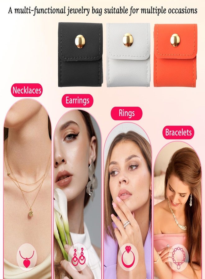 LUSTRIB 3Pcs Mini Travel Jewelry Bag PU Leather, Portable Foldable Travel Jewelry Roll Bag with Buckle, Multifunctional Jewelry Organizer Case, Small Jewelry Box for Earrings, Rings, Necklaces (3 Colors) - Image 5