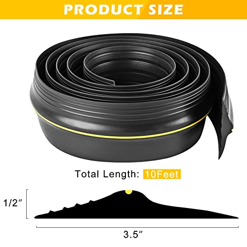 Papillon 10Ft Universal Garage Door Bottom Threshold Seal Strip with 10oz Building Sealant, Weatherproof Rubber DIY Weather Stripping Replacement - Black - Image 2