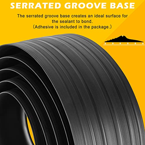 Papillon 10Ft Universal Garage Door Bottom Threshold Seal Strip with 10oz Building Sealant, Weatherproof Rubber DIY Weather Stripping Replacement - Black - Image 4
