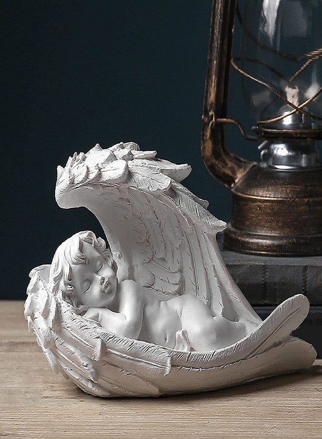 FRECI Cherub Sculpture Baby Angel Cherub Sleeping Angel Figure Resin Angel Sculpture Statue Desktop Ornaments for Wedding Birthday Party Desktop Decoration - Image 5