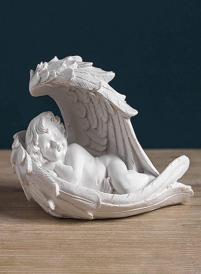 FRECI Cherub Sculpture Baby Angel Cherub Sleeping Angel Figure Resin Angel Sculpture Statue Desktop Ornaments for Wedding Birthday Party Desktop Decoration - Image 4