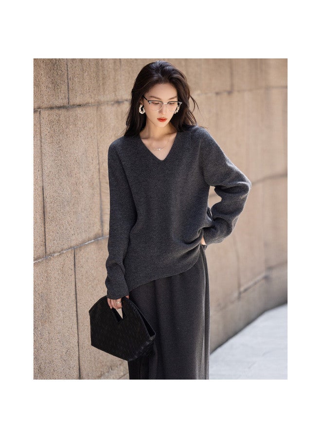 Dme "sweet Woman Style" Spring And Autumn Lady V-neck Adjustable Elastic Waist Belt Temperament Slimming Knitted Sweater Women's Top - Image 4