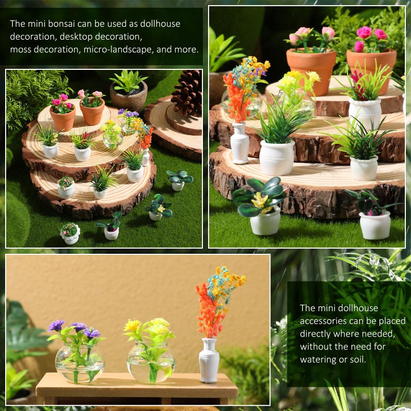 IMIKEYA Miniature Dollhouse Plant Flowers: 15pcs Mini Dollhouse Potted Plants Artificial Tiny Plants Fake Greenery Ornament Potted Plant Flower Model Micro Landscape Dollhouse Furniture Decor - Image 5