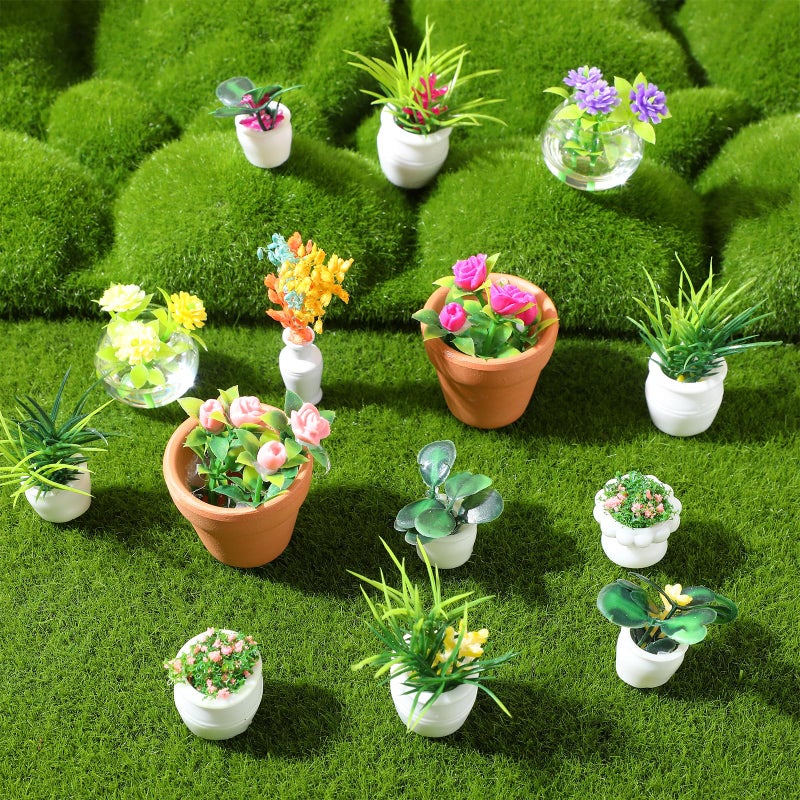 IMIKEYA Miniature Dollhouse Plant Flowers: 15pcs Mini Dollhouse Potted Plants Artificial Tiny Plants Fake Greenery Ornament Potted Plant Flower Model Micro Landscape Dollhouse Furniture Decor - Image 2
