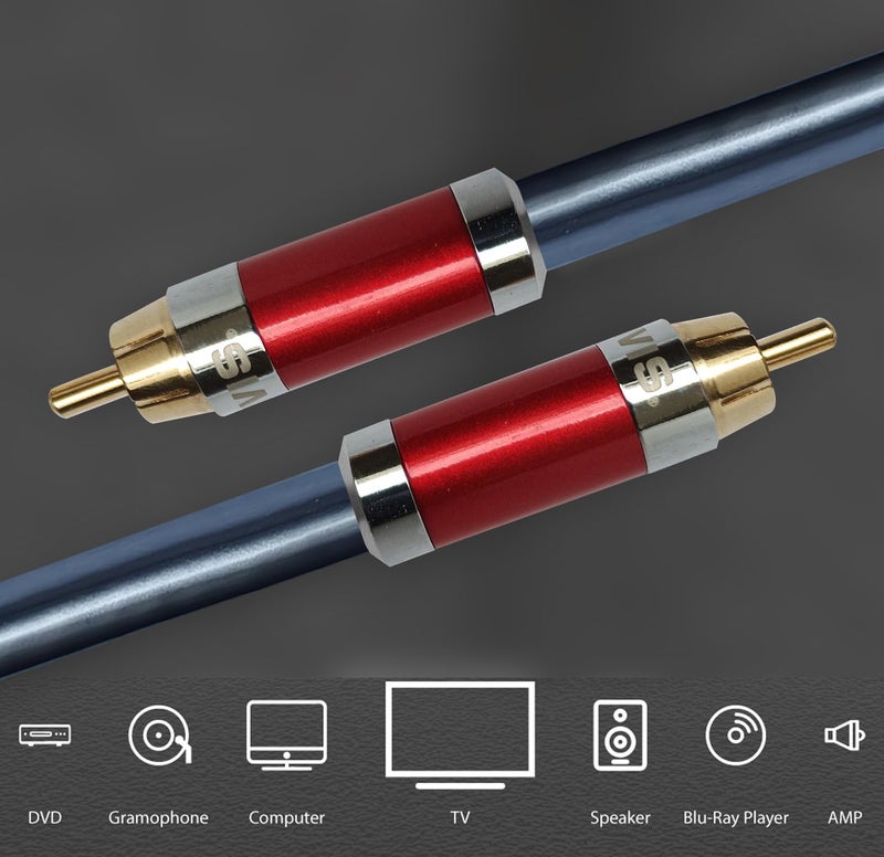 Dhivis RCA HiFi Cable-3Meters, for Subwoofer, Power Amplifier to AVR, RCA to RCA Cable, 99.999% Copper, Gold Plated Plugs (3M-RCA Hi-Fi) - Image 3
