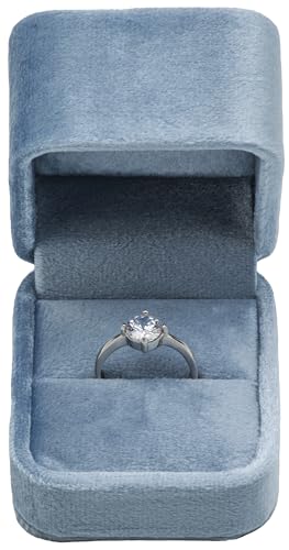 Giftop Velvet Single Ring Box Case Holder for Engagement Proposal Birthday Wedding,Jewelry Ring Gift Box Jewelry Packaging Box (Light Ocean Blue) - Image 2