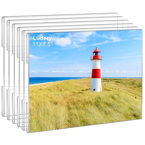 Ludery 8.5x11 Acrylic Picture Frames Set of 6, Clear Photo Frame for Wall with Tape, Clear Picture Photo Frames 8.5x11 for Home, School, Office - Horizontal - Image 1
