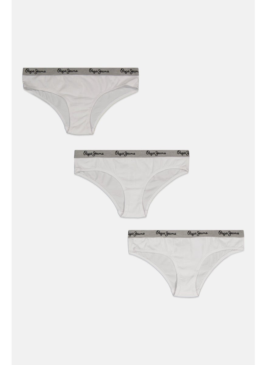 Pepe Jeans Women 3 Piece Brand Logo Underwear Briefs, White  - Image 1