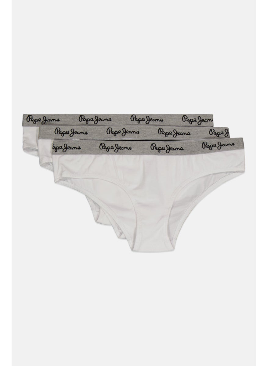 Pepe Jeans Women 3 Piece Brand Logo Underwear Briefs, White  - Image 3