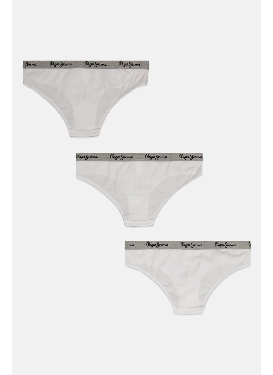 Pepe Jeans Women 3 Piece Brand Logo Underwear Briefs, White  - Image 2