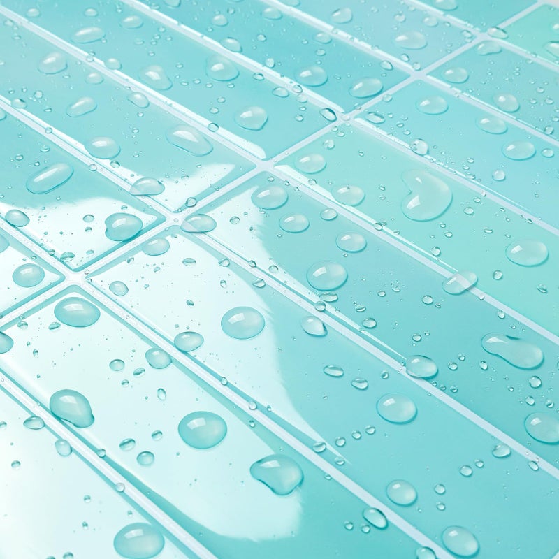 ReWallpaper Teal Subway Tile Peel and Stick Backsplash Blue Green Backsplash Tiles for Kitchen Wall 12x12 inch Removable Glossy Marble Look Back Splash Stick on Tiles for Bathroom Laundry Room 3-Sheet - Image 2