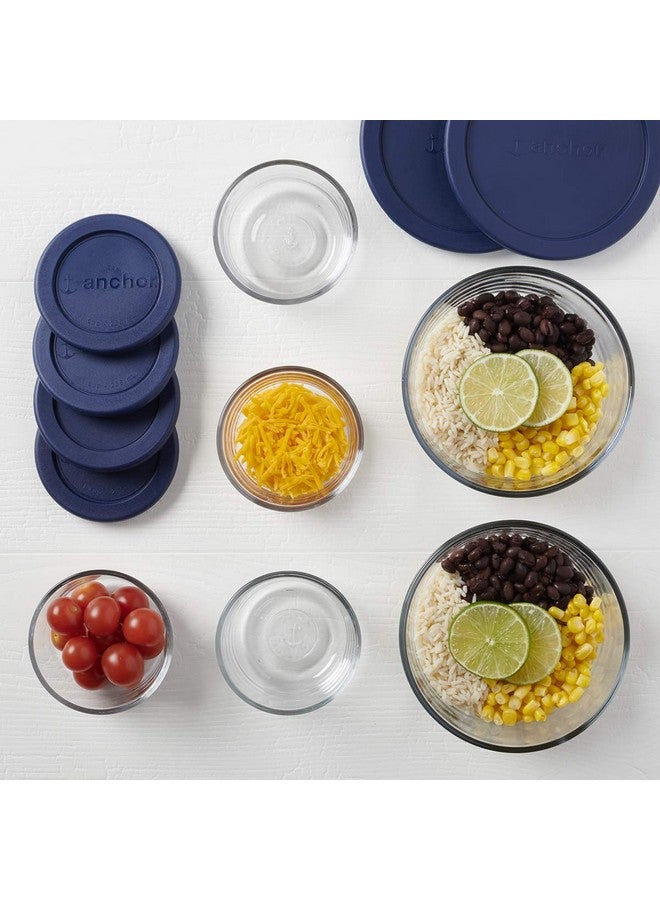 Anchor Hocking 12 Piece Glass Storage Containers with Lids (6 Glass Food Storage Containers & 6 Navy Blue SnugFit Lids) - Image 3