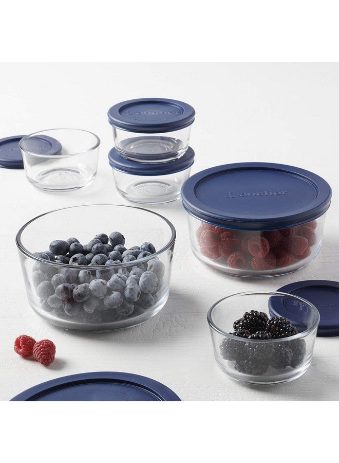 Anchor Hocking 12 Piece Glass Storage Containers with Lids (6 Glass Food Storage Containers & 6 Navy Blue SnugFit Lids) - Image 4